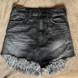 Free People Black Jean Skirt